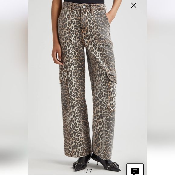 Disclosure black tan leopard wide leg cargo jeans 9/29 - Picture 1 of 10